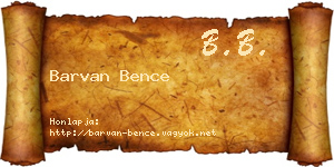 Barvan Bence névjegykártya